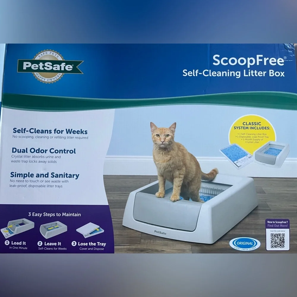 Auto scooping cat litter box.Easy and convenient. Used briefly. works great!